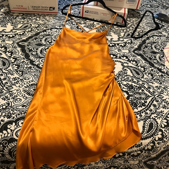 AMANDA UPRICHARD 🎃Orange Silk Violetta Dress NWOT Small - Picture 6 of 10